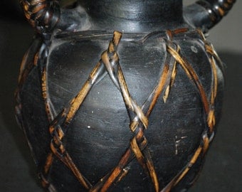 Black Basketed Vase