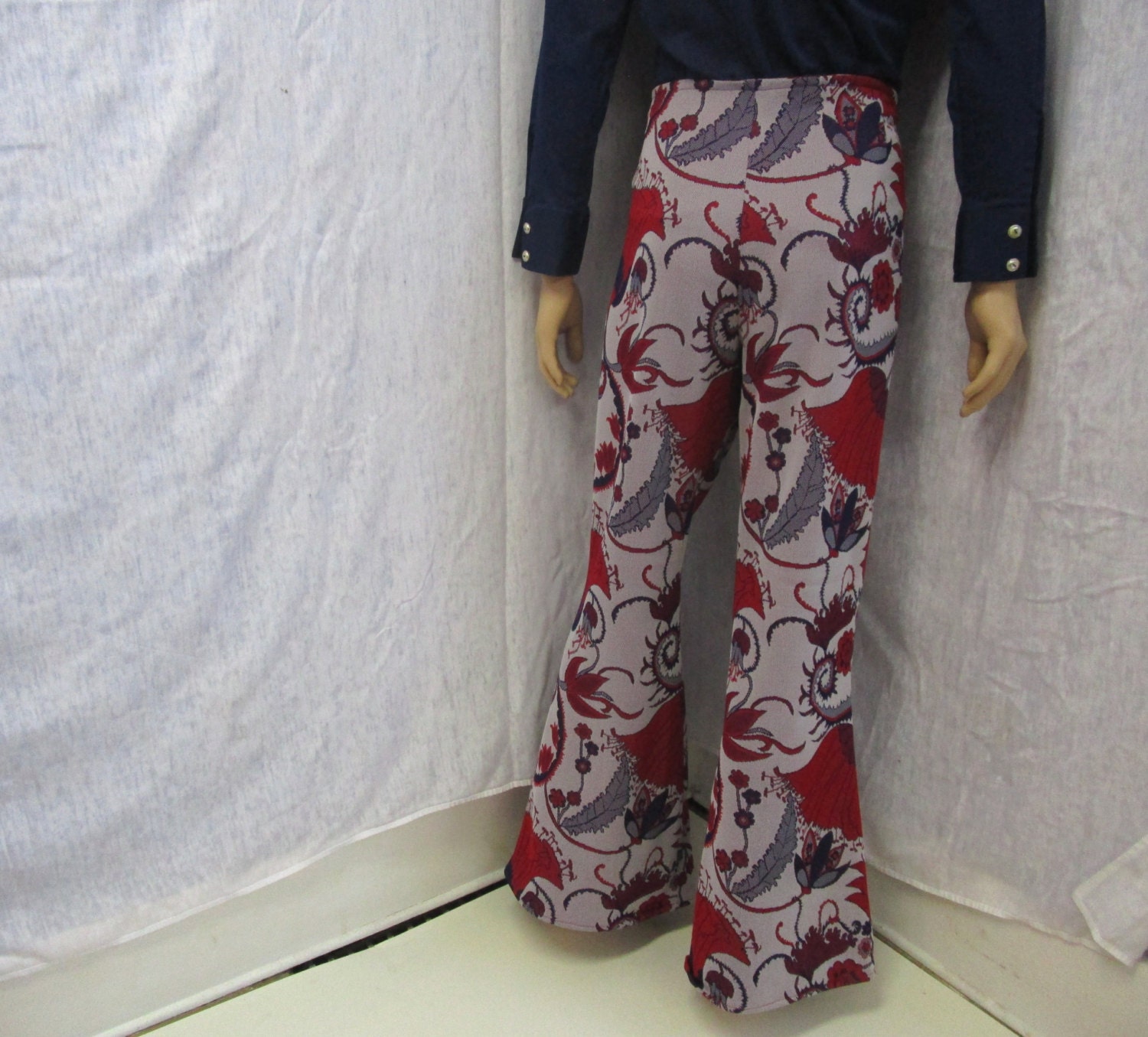 mens red bell bottom pants