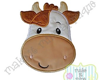 Applique Farm Cow Machine Applique Design