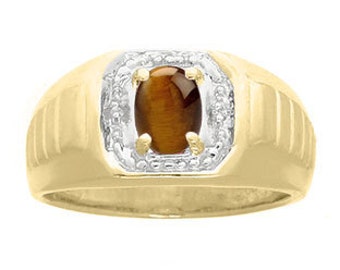 Diamond Tiger Eye Mens Ring, Available in Yellow White or Black Gold, Mens Tiger Eye Rings, Tiger Eye Stone Rings For Men, Gifts For Him