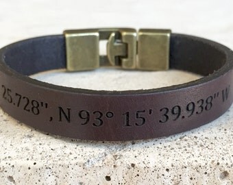 FREE SHIPPING-Personalize Men Bracelet,Personalized Leather Bracelet,Men Leather Bracelet,Custom Bracelet,Engraved Bracelet,Leather Bracelet