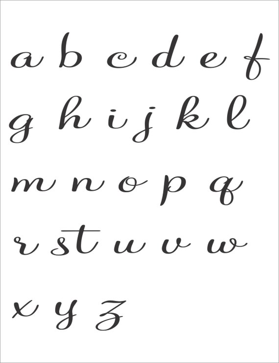 Alphabet Letters STENCIL Mont2016 lower CASE 6 sizes Create