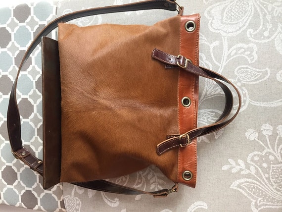 Cow hide purse medium size leather bag cowhide handbag