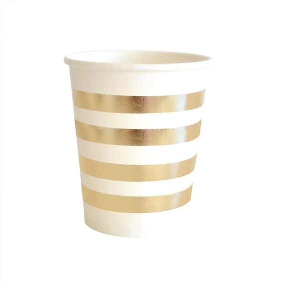 Paper Cups Gold Party Cups Striped Gold Foil Cup Gold Cups