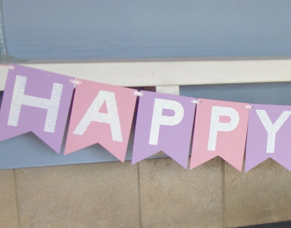 Items similar to Pink and Purple Birthday Banner- Birthday Banner ...