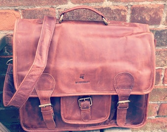Leather Satchel/Leather Messenger Bag/Laptop Bag BURGHLEY SATCHEL