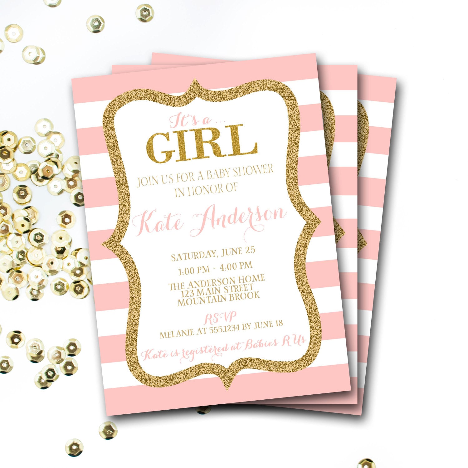 Pink And Gold Baby Shower Invitations Free 9