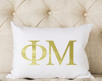 Phi Mu Pillow | Metallic | Gold | Greek | Sorority