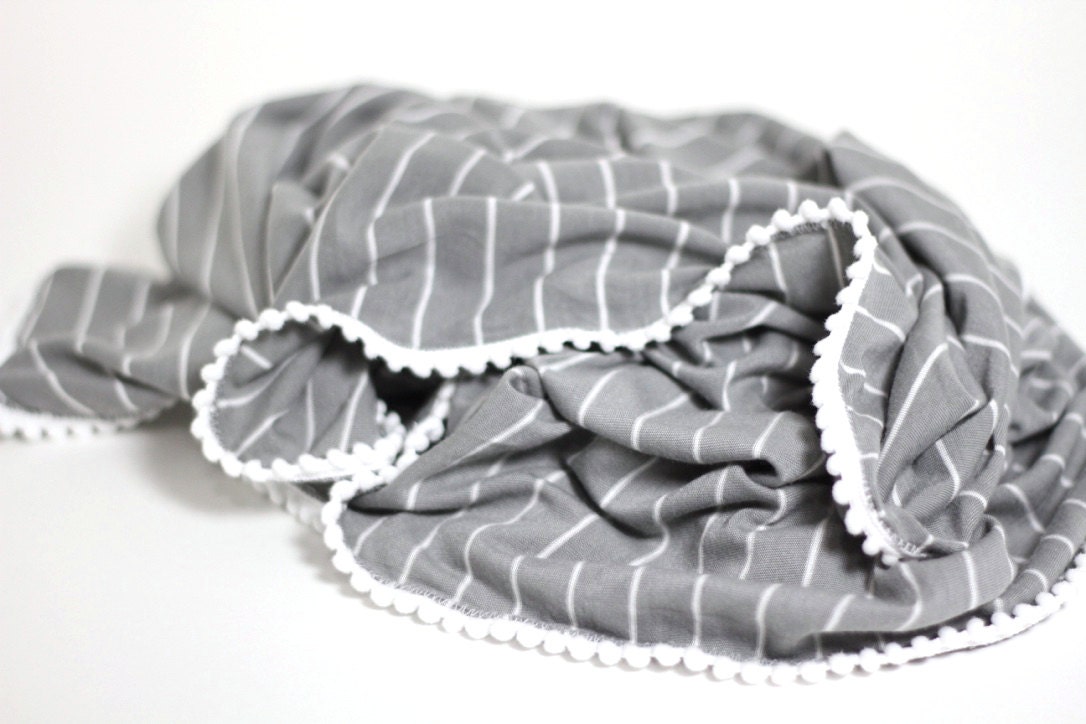 Grey Baby Blanket / Swaddle Blanket / Grey and White Stretch