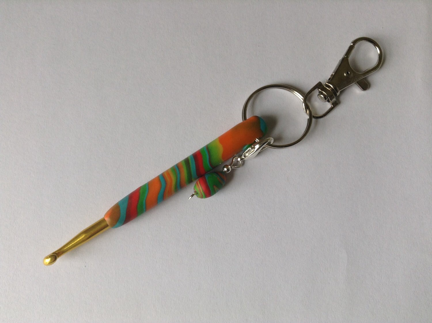Crochet hook key ring 4mm key chain by StrandDesignsIreland