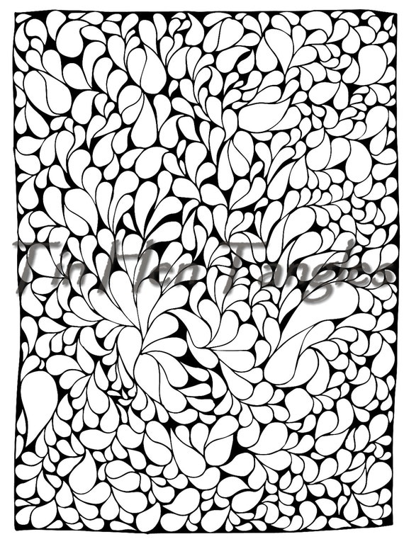Items similar to Teardrop Tangle - Coloring Page - Art Therapy - Color ...