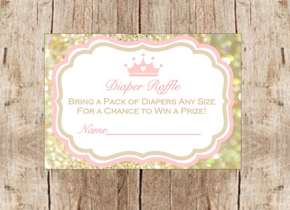 princess diaper raffle ticket instant download diy