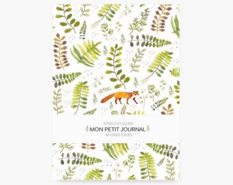 Notebook, fox, journal, diary, flowers pattern, floral, A6, stationery, english pattern, gift, Tagebuch, watercolor, little notebook, cute