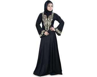 MyBatua Aroob Black Abaya AY-335 Islamic Hijab Clothing Burka
