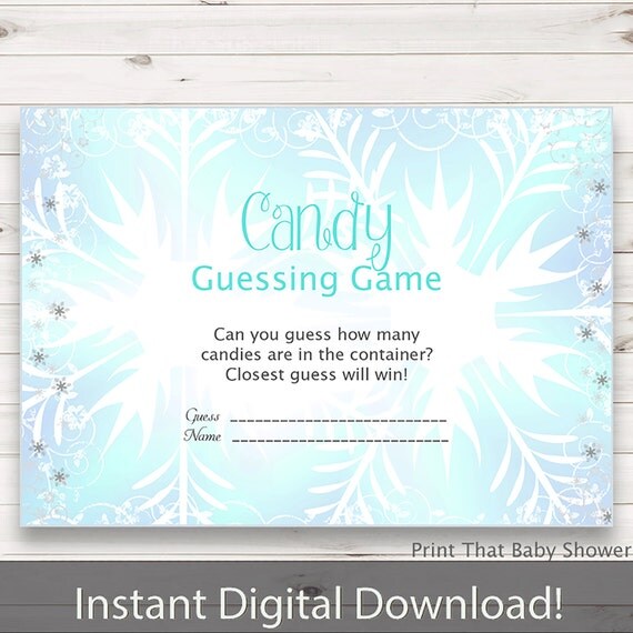 Baby Shower Games - Candy Guessing Game - Frozen Baby Shower - Frozen Shower Games - Guess how many Candies - Frozen Il_570xn