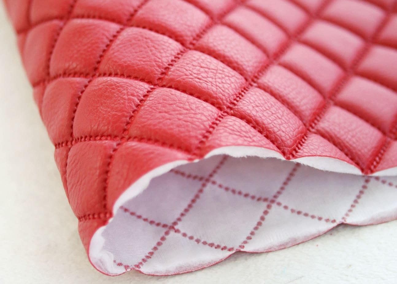 Quilted Faux Leather Fabric Red