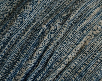 Long Vintage Hmong Tribe 192" x 13" Indigo Batik Skirt Section - B8