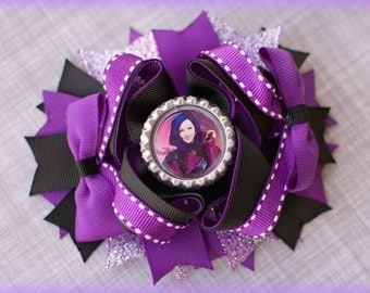 Mal Descendants | Mal Hair Bow | Mal Hair Accessories | Descendants bow | Mal Birthday Bow | Descendants Party