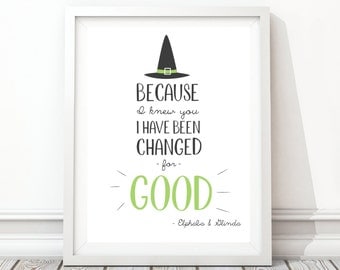 Digital Download, 8x10, Printable, I Have Been Changed For Good, Wicked The Musical, Quote Print, Art Print, Broadway Musical