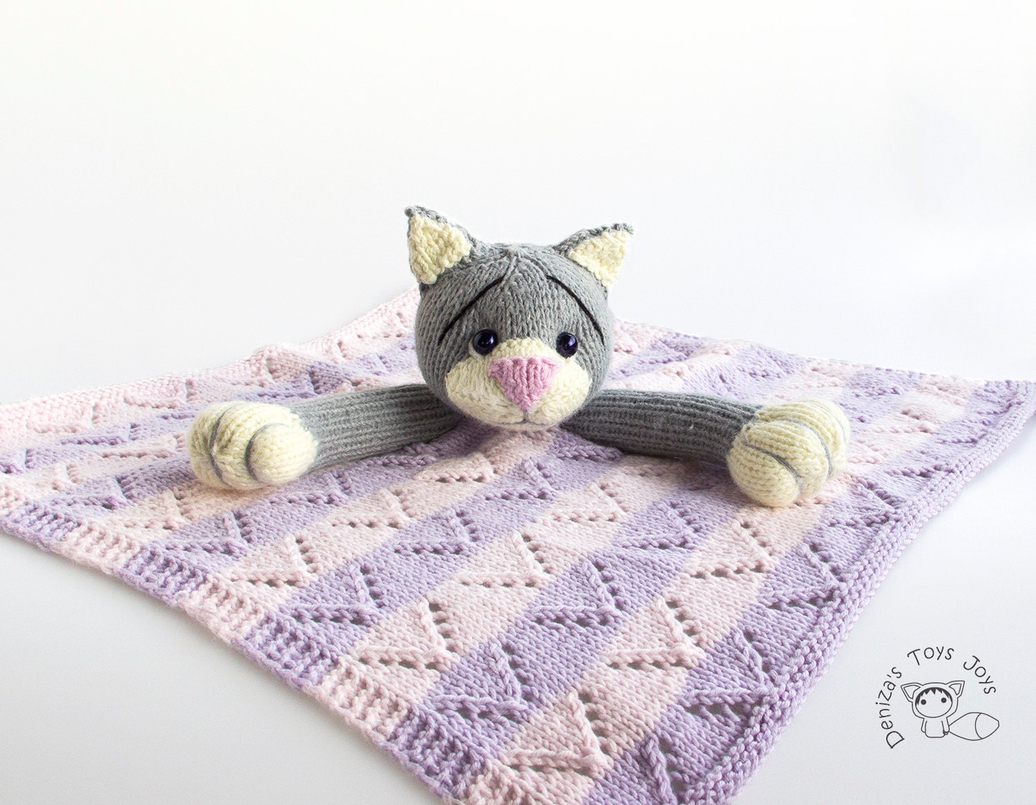 Gray Cat Toy Baby Blanket. Hand Knit Blanket. by DenzasToysJoys