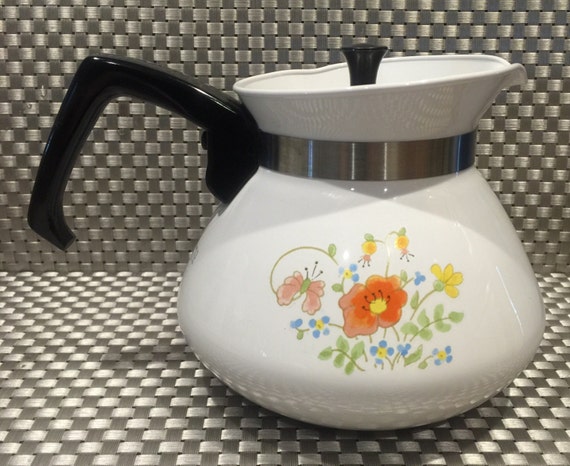 Vintage Corning-Ware Wildflower pattern Teapot with lid 6