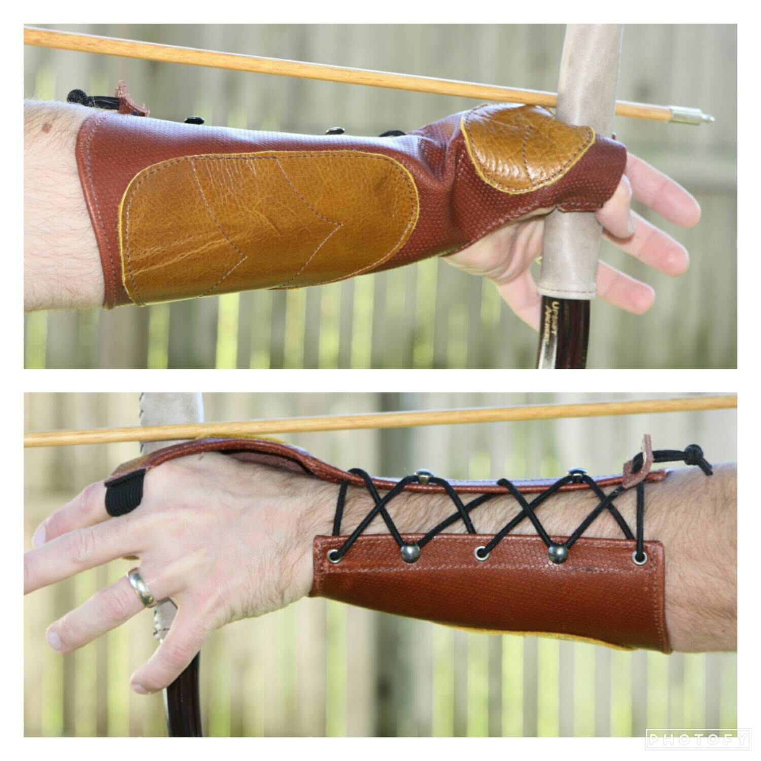 M/LG Leather Arm Guard & Bow Hand Shooting Glove Left Hand