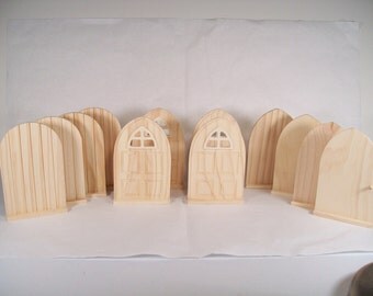 Set of 12 DIY Fairy Door or Tooth Fairy Door Unfinished Wood - Freestanding, ready to complete with paint or other medium