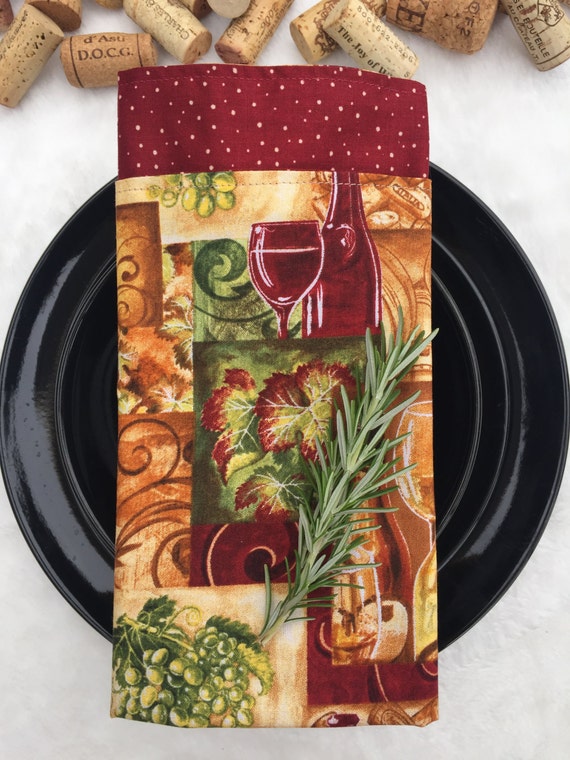 SALE Cloth Napkins Wine Themed Napkins Outdoor