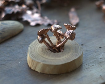 Real mushrooms electroformed with copper, mushroom pendant, electroforming, metal electroform, botanical jewelry, nature inspired necklace