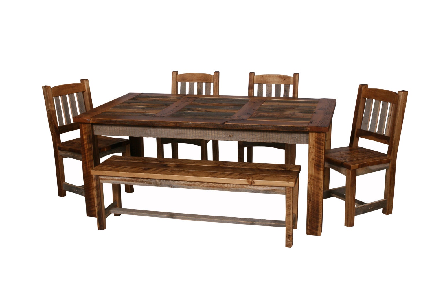 Natural Barn Wood Dining Table Set Dining Room Furniture