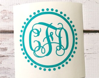 Vinyl Monogram Decal Car Decal Notebook Decal Preppy Decal Interlocking Letters Vine Font Monogram Sticker Notebook Laptop Decal