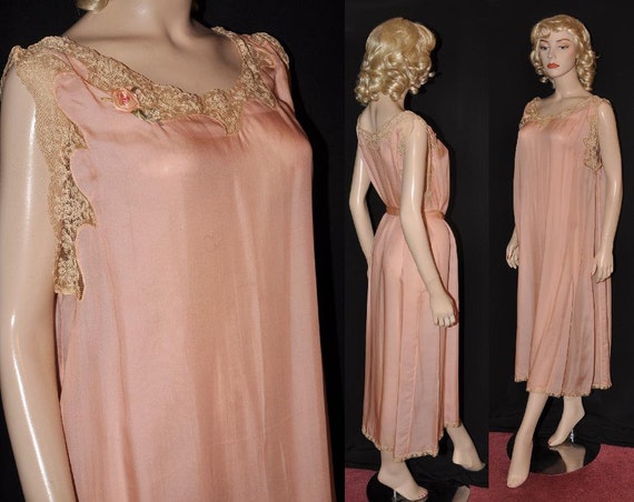 Pink Flapper Girl NW 1920s Era Diaphanous Silk Night Dress