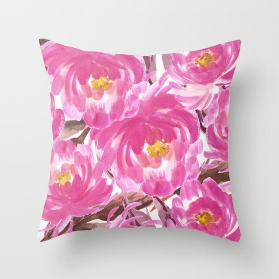 Pink Floral Pillow Cover Pink Cushion Cover Floral by AldariHome