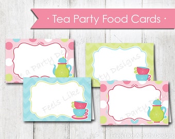 Tea Party Food Cards - Instant Download