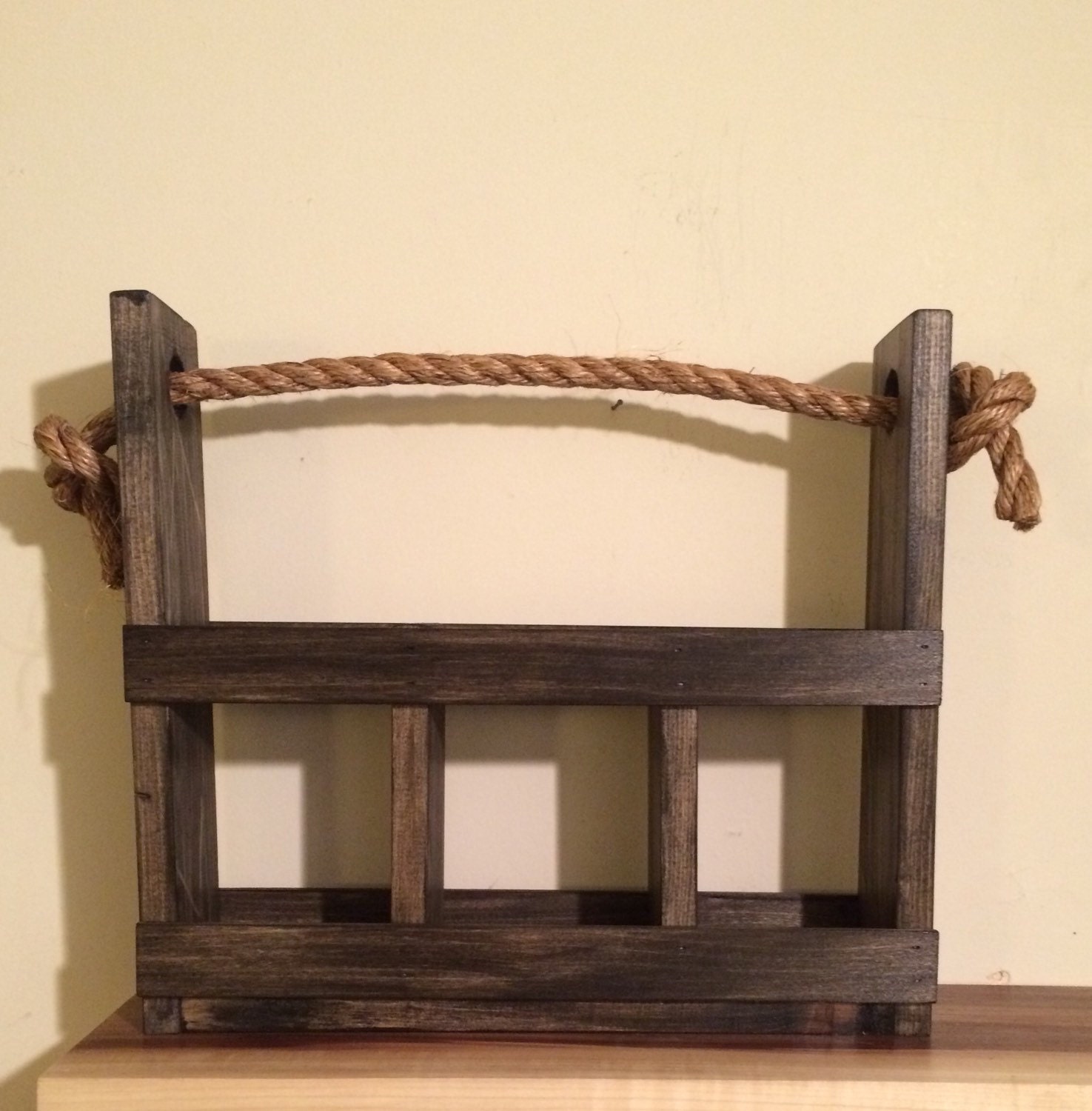 Rustic wooden wine and wine glass carrier wine by SheltonWoodworks