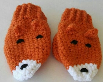 Fox Mittens - Animal Mittens - Mittens - Crochet Mittens - Toddler Mittens - Child Mittens - Kids Mittens