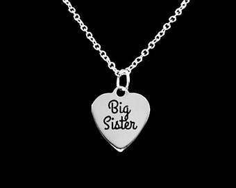 Sister Gift, Big Sister Necklace, Gift Heart Sisters Charm Necklace