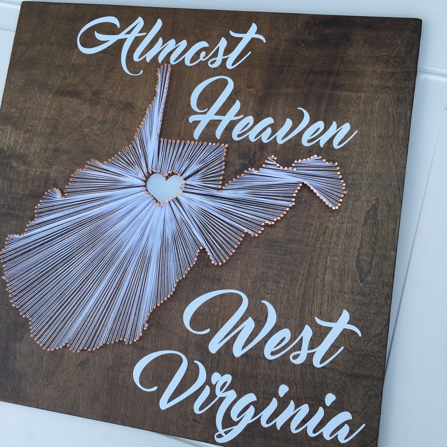 Almost Heaven West Virginia String Art Sign 