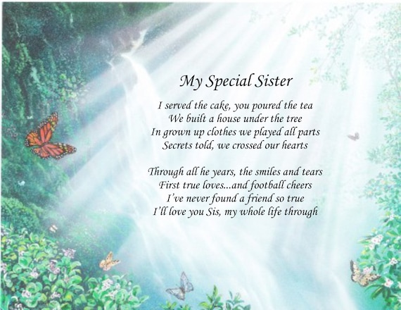 Personalized Poem My Special Sister By Inspirationcraftsetc