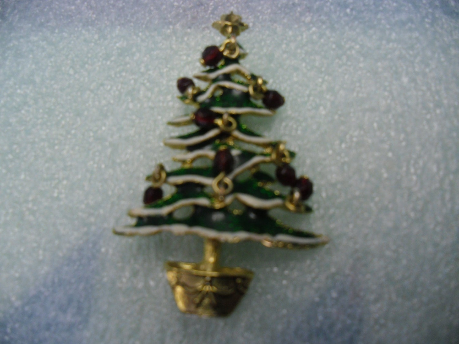 vintage christmas tree pin gold green with small hanging ruby vintage christmas tree pin gold green with small hanging ruby