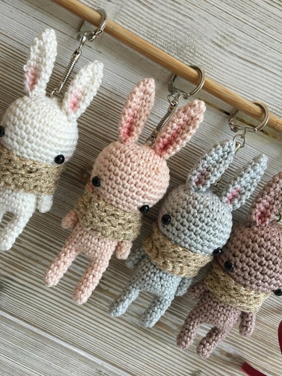 bunny keychain crochet bunny key chain by Unepelotedelaine on Etsy