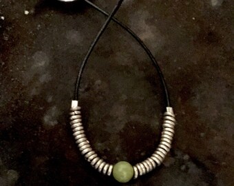 Mens Jade bracelet on a leather cord, unisex jade and silver bracelet, jade bracelet, unisex jade bracelet, native jade bracelet, jade jewel