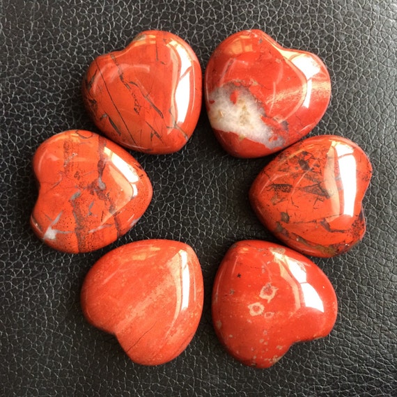 Brecciated Red Jasper Gemstone Hearts / Hand carved by ArieAria