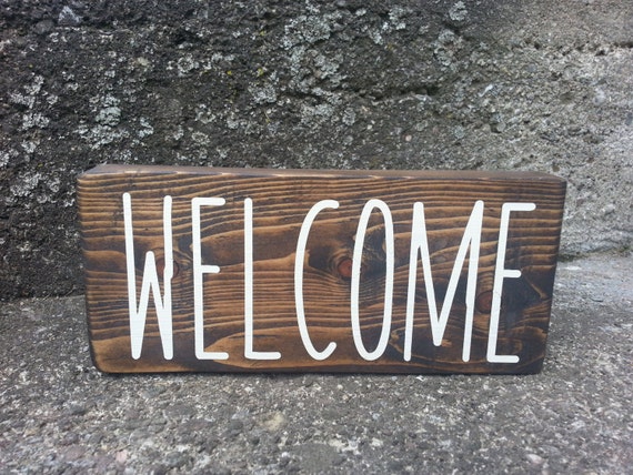 Reclaimed wood stand alone WELCOME sign home by BeALightCreations