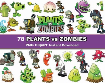 Instand DL -78x Plants VS Zombies clipart - printable Digital Clipart Graphic Instant Download