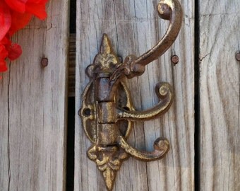 wall hook, Iron hook, coat hook, cast iron hook, industrial hook, rustic hook, entry hook, bathroom hook, three arm hook, swivel wall hook