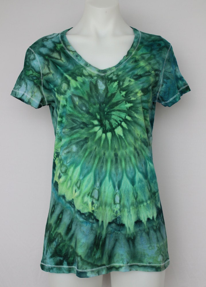 Tie Dye T Shirt Ice Dyed V Neck Tee Shirt Size Large