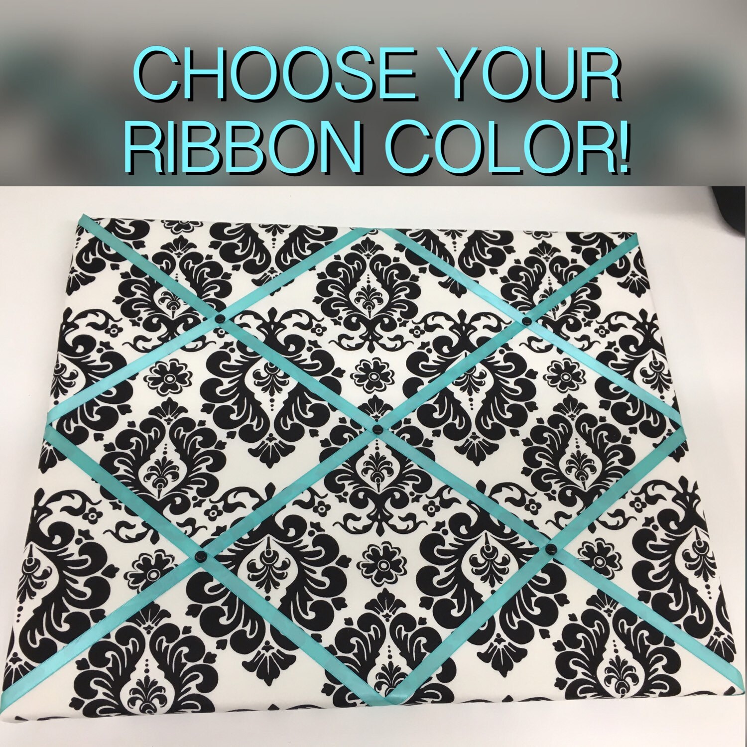 Damask French Memo Board Choose your ribbon color Damask Memo