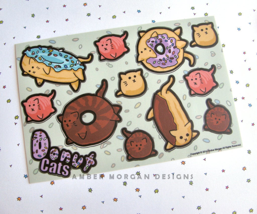 cute laptop stickers cat stickers donut stickers vinyl