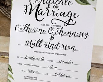 wedding certificate print calligraphy wall decor wedding gift marriage document watercolor decoration printable wedding gift 3-117
